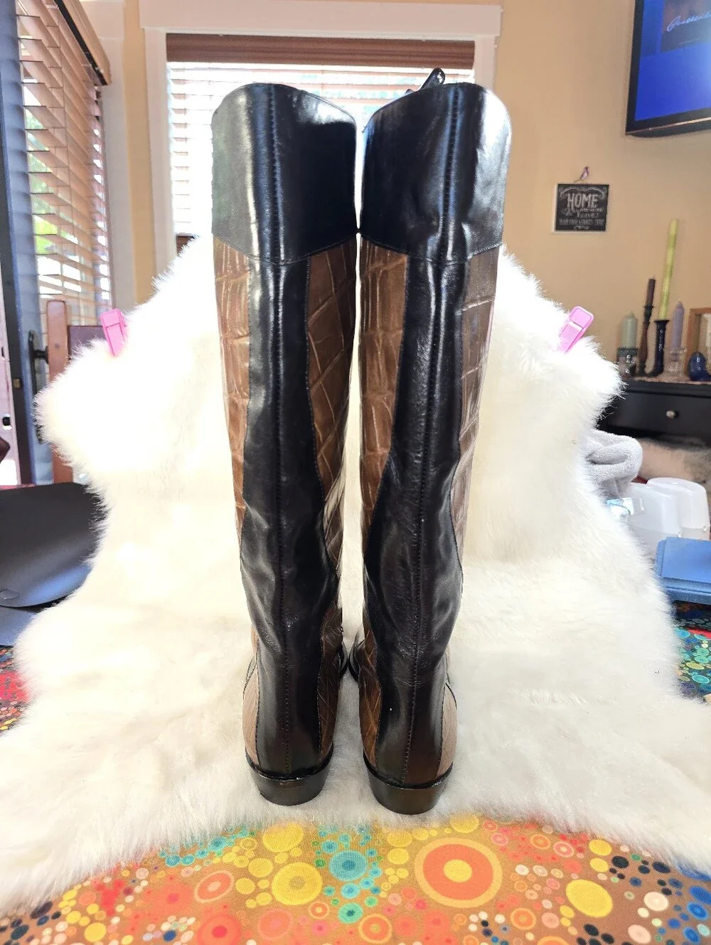 Vaneli Croc-embossed Leather Patchwork Tall Riding Boots - Womens